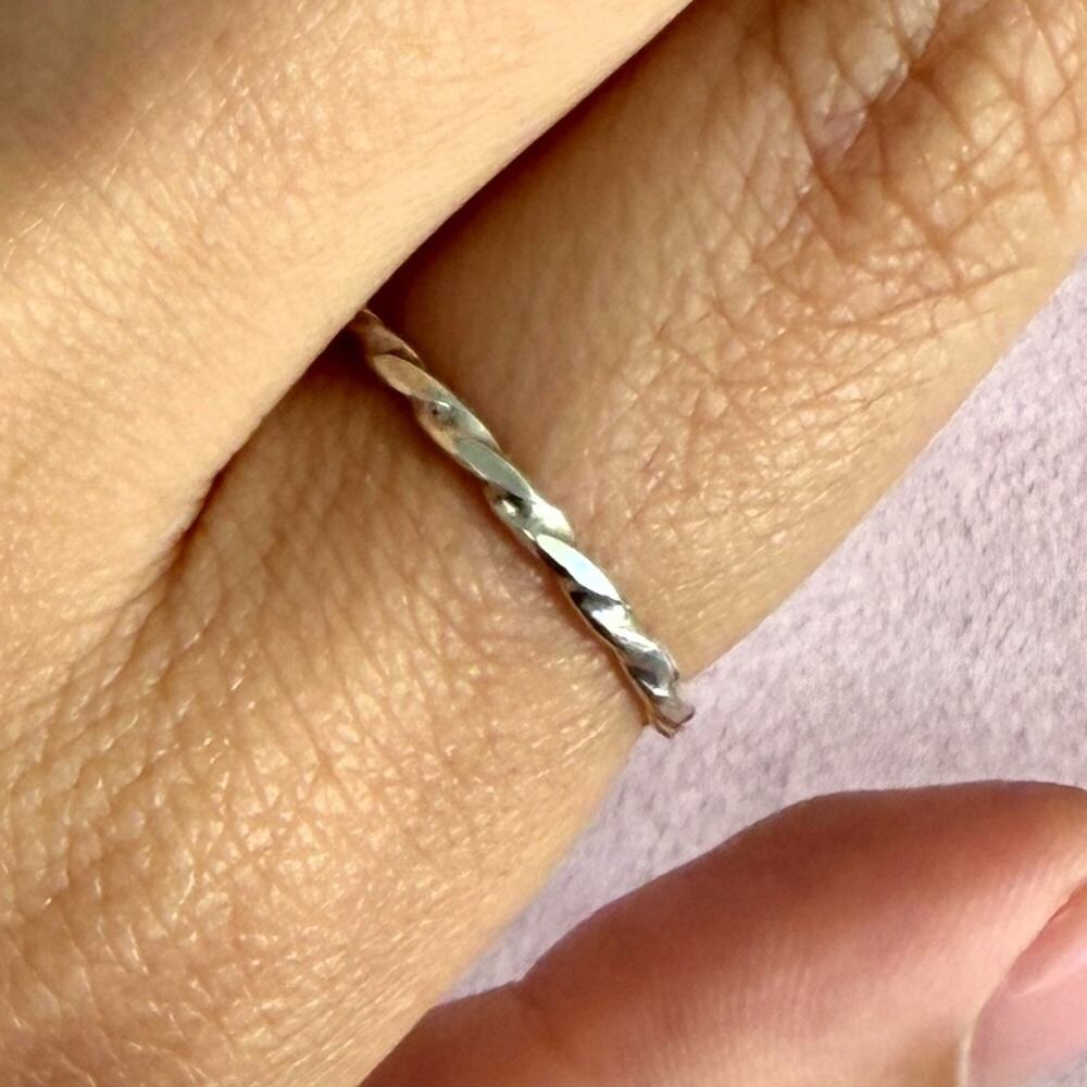 sterling silver twisted stack band ring size 7